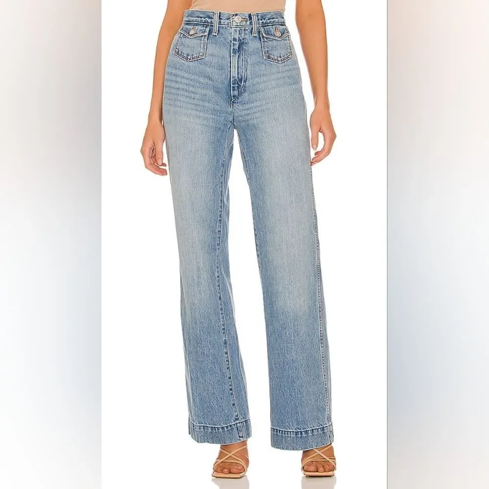 New Re/done Redone 70s Pocket Wide Leg Jeans 25 Vintage Fade